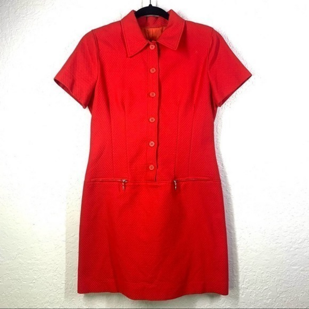 POSITIVE‎ ATTITUDE Vintage Red Quilted Mini Shirt Dress - Petite